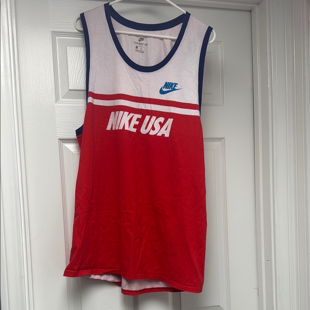 Nike USA Red and White Sleeveless Top